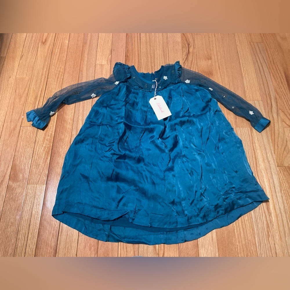 NWT My Lovely Dress by Billieblush Blue Long Sleeve Kids Dress Size 6